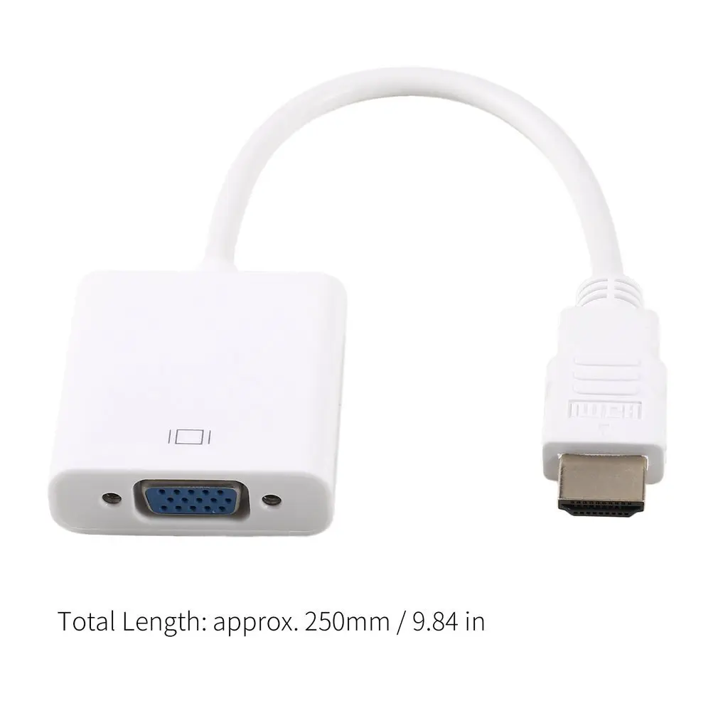 Белый Встроенный чип для преобразования сигнала HDMI мужчина к VGA Женский видеокабель шнур конвертер адаптер 1080P для всех HDMI вход