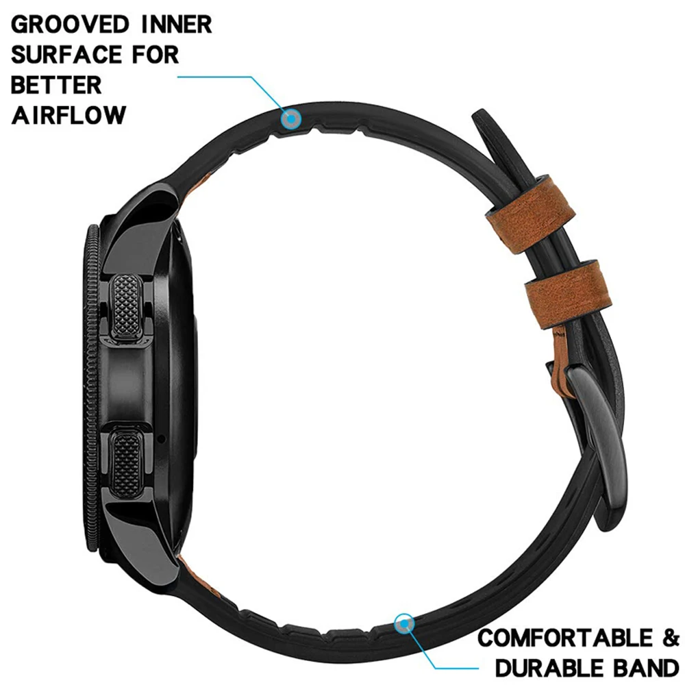 22 мм ремешок для часов samsung galaxy watch 46 Gear S3 Frontier/Classic Huawei GT 2/2E часы 3 45 кожаный