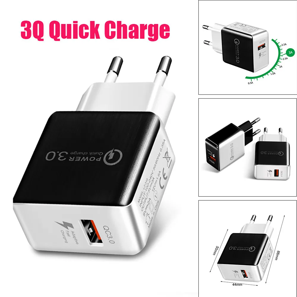 Безопасность QC3.0 Быстрая зарядка USB 5 В 3.1A путешествия настенное зарядное устройство адаптер ЕС Разъем для samsung для huawei для IOS Телефон Android 8,7