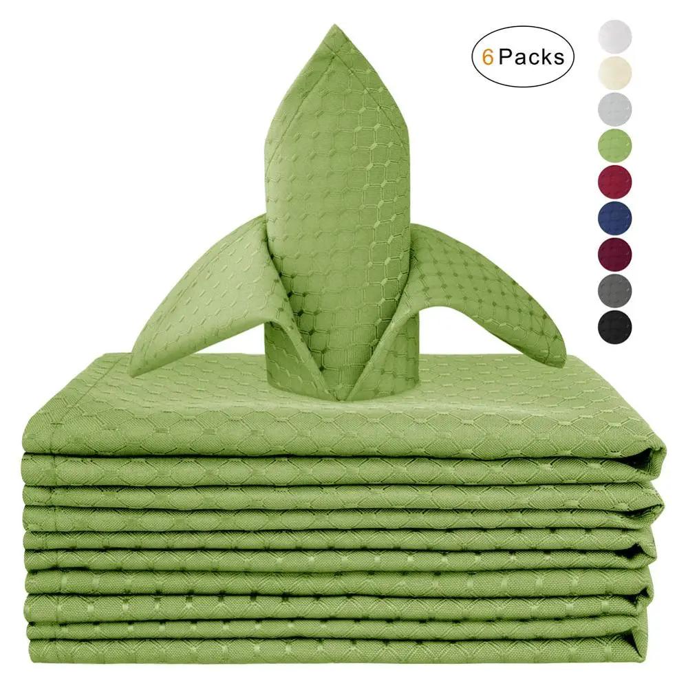 VCVCOO, 6 шт., тканевые салфетки, Полиэстеровая ткань, столовый платочек, 43*43 см, тканевые салфетки, вечерние, для украшения дома - Цвет: Green