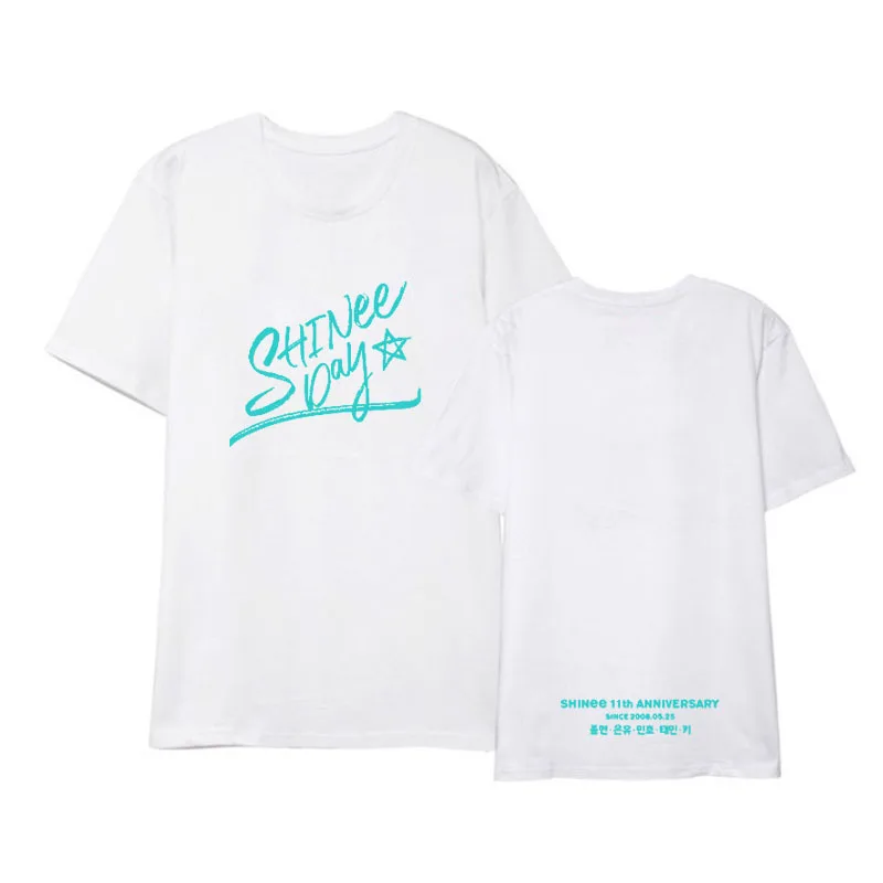 Mainlead Kpop SHINEE 11th годовщина свободные футболки хлопковая футболка летние топы с