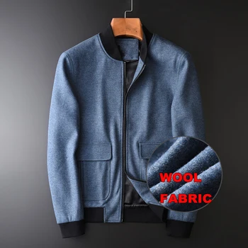 

New Stand Collar Wool Mens Jacket Luxury Two Pocket Metal Zipper Mens Jackets And Coats Plus Size 4xl Slim Fit Male Coats