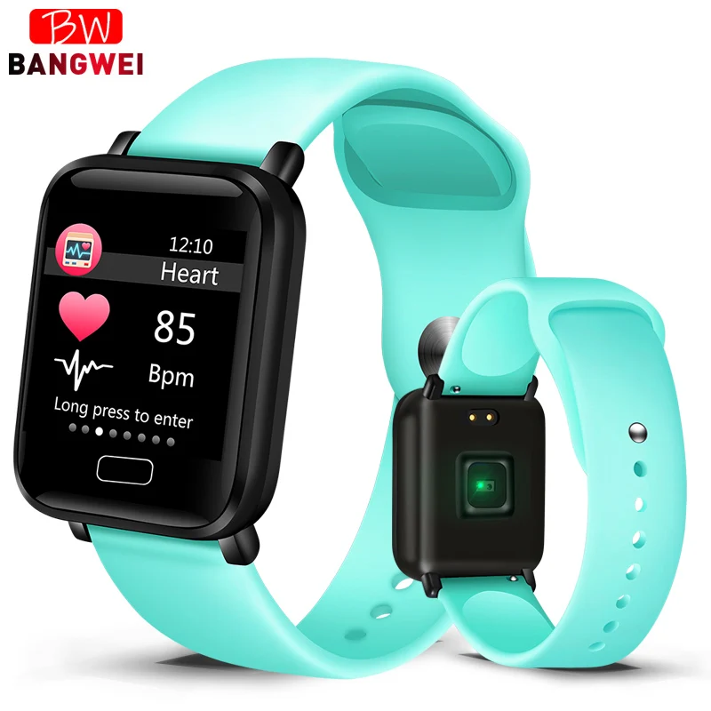 Light blue LIGE, умные часы для мужчин и женщин, спортивные часы, водонепроницаемые, фитнес-трекер, пульсометр, измеритель артериального давления, для Android, ios, умные часы - Цвет: Light blue