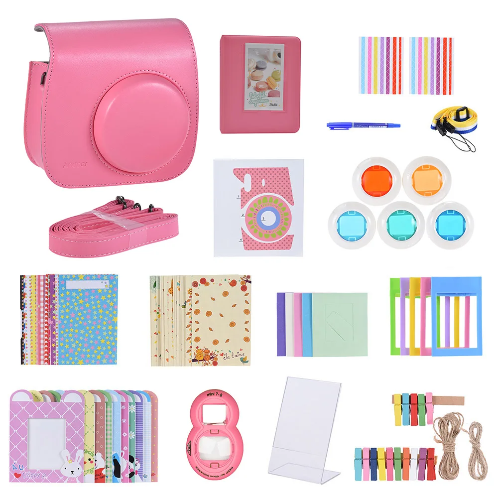 Andoer 14 в 1 Fujifilm Instax Mini камера включает чехол/ремешок/стикер/селфи объектив/5 фильтр/альбом/рамка/Наклейка/другие