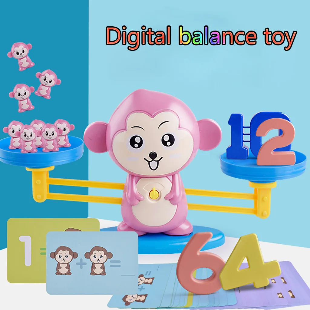 

Monkey Digital Balance Scale Toy Early Learning Balance Children Enlightenment Digital Addition and Subtraction Math Scales Toys