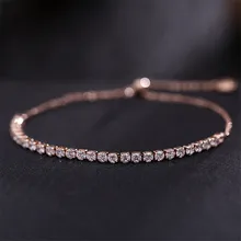 4 мм теннисные браслеты из кубического циркония для женщин, браслет на предплечье из розового золота с цирконом, женские дизайнерские украшения