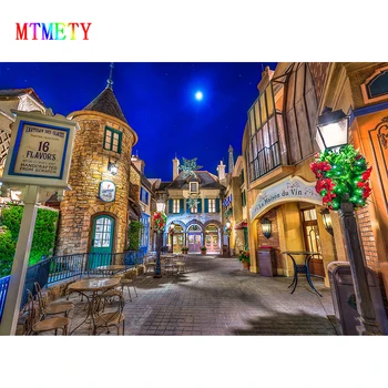 

Vintage Building Street Photography Backdrop Night Scenery Manor Backgrounds Children Photo Studio Fundo Fotografia Big Size