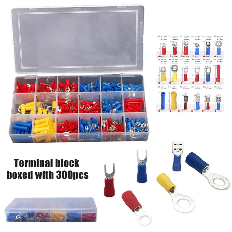

300pcs Heat Shrink Ring Assorted Insulated Electrical Wire Connectors Terminals MJJ88