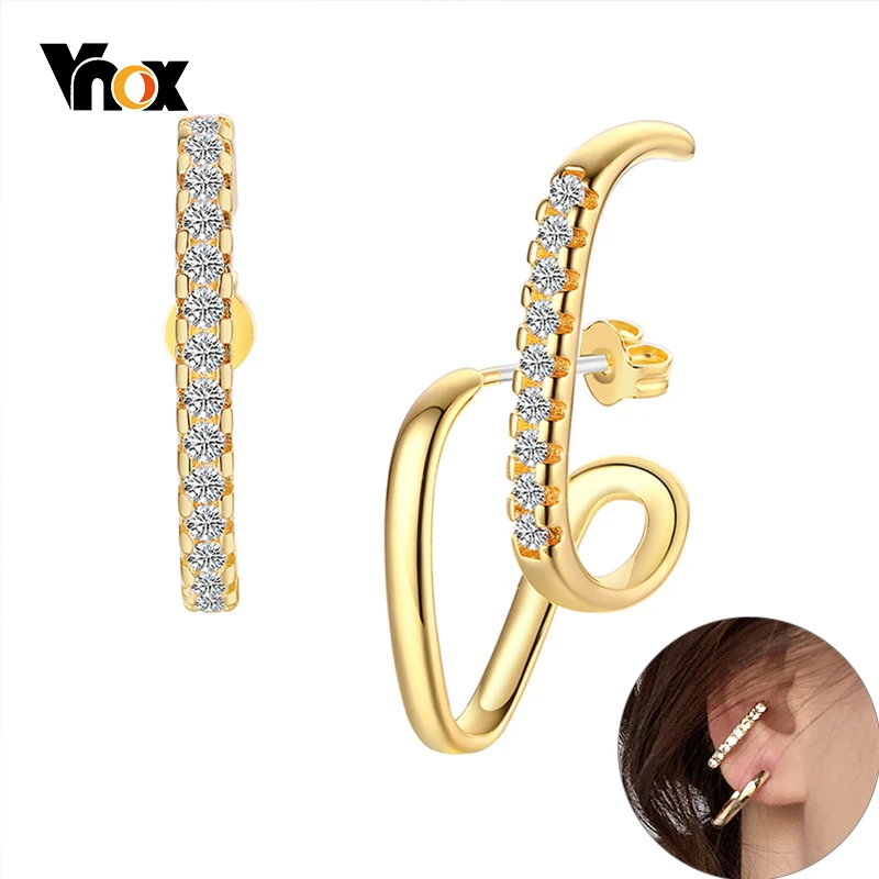 Vnox стильные Асимметричные женские серьги AAA CZ камень металлический обруч