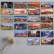 30X15 см город страна номерной знак Путешествия Сувенир винтажная металлическая табличка настенный Декор для дома, магазина плавок плакат DC-0109B