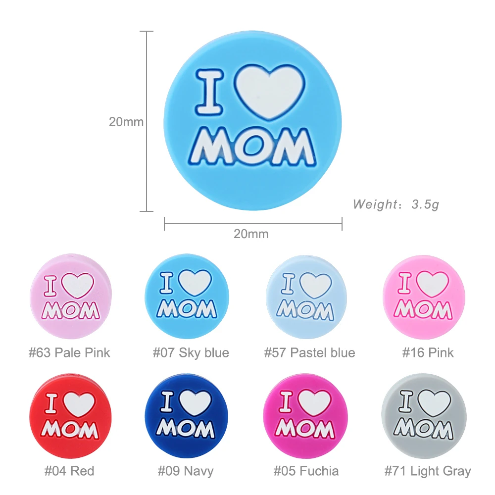 10Pcs I love mom Silicone Beads teething toys silicone teething toys baby teething toys silicone beads silicone teether silicone teething beads Baby Products Teething Chew Toys For DIY Jewelry Making BPA Free Mordedor Silicone Beads Pearl