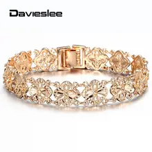 Bracelet Bangle for Women Ladies 585 Rose Gold Fashion Cut Out Carved Flower Heart Oval Wristband Jewelry Party Gift 20cm DCBM04