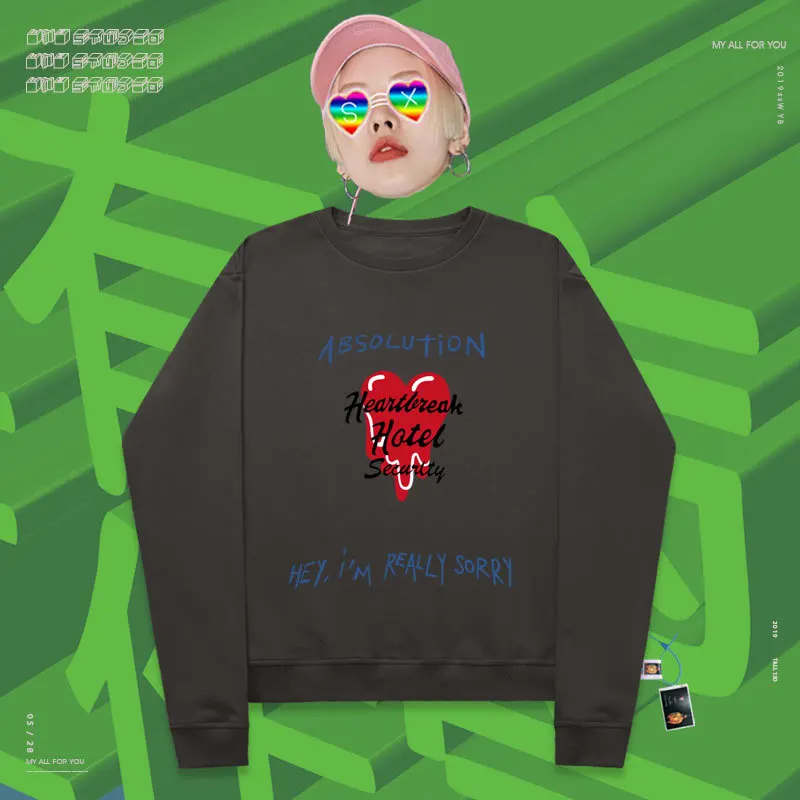Свитер ABSOLUTION I'm REALLY SORRY heartleiak для безопасности отеля растворенное сердце сестра пара свитер - Цвет: Washed black