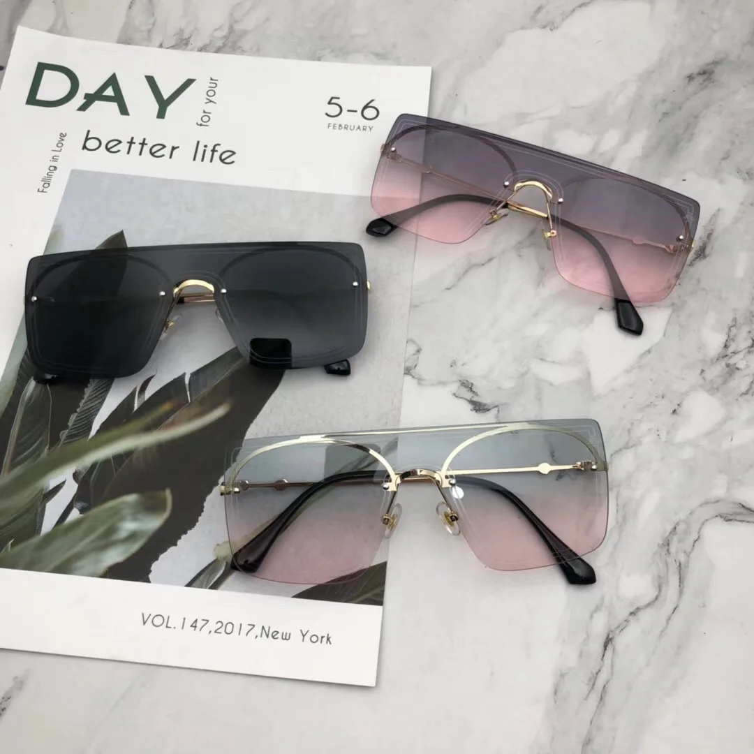 

2020 New Style Europe And America-Style Box One-piece Lens Maybach Celebrity Style Sunglasses Large Frame Glasses Men And Women