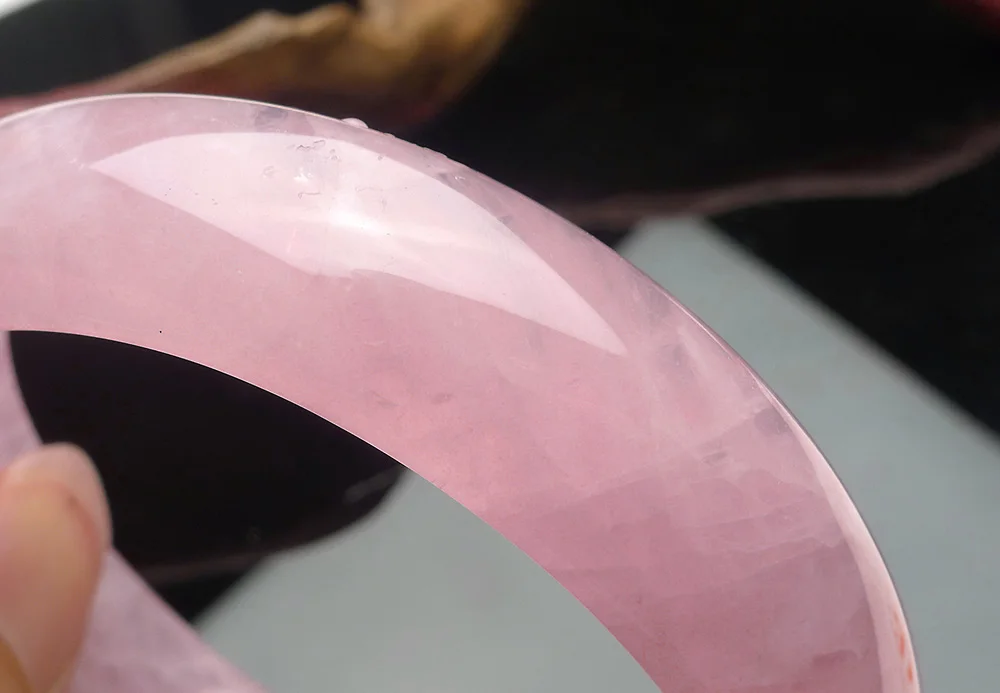 Natural Rose Quartz Madagascar Pink Gemstone Bangle Bracelets Inner Diameter 60mm For Women Female Fashion Jewelry AAAAA