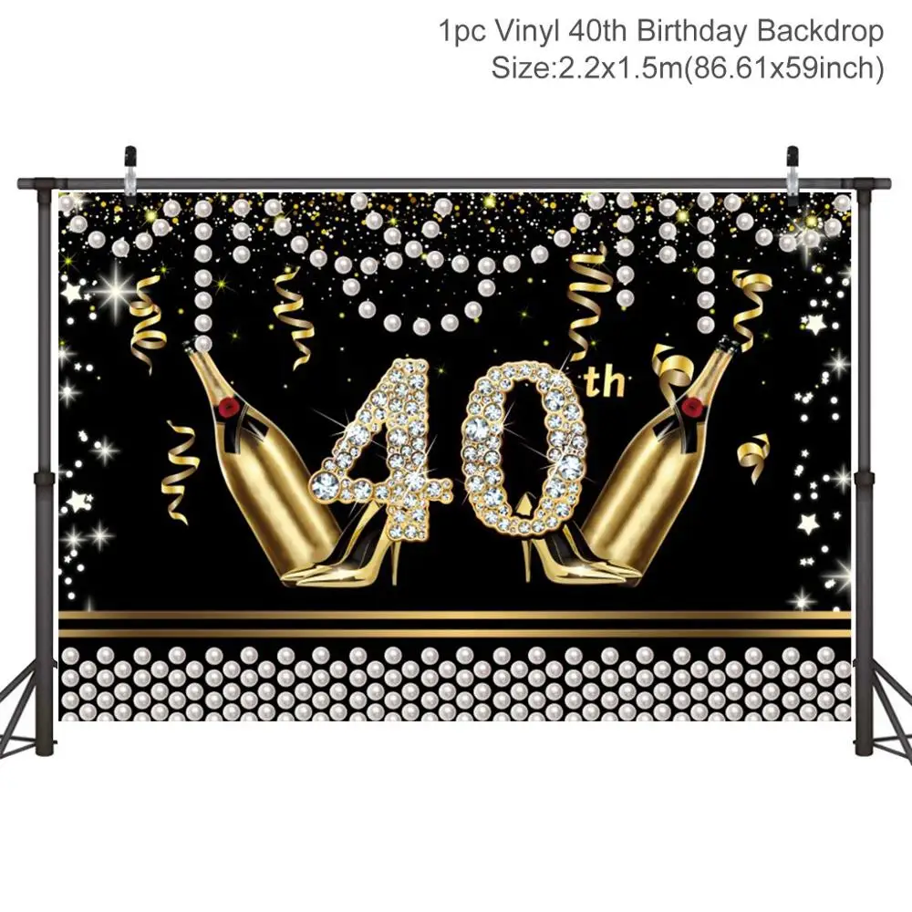 QIFU Blackgold фон с днем рождения 30 40 50 день Рождения Декор для взрослых 30th 40th юбилей 50th вечерние принадлежности - Цвет: Backdrop 5