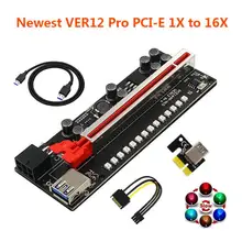Riser PCIE vers 12 Pro, usb 3.0, PCI Express 1X à 16X, 6 broches, connecteurs de carte vidéo pour le minage BTC, nouvelle version