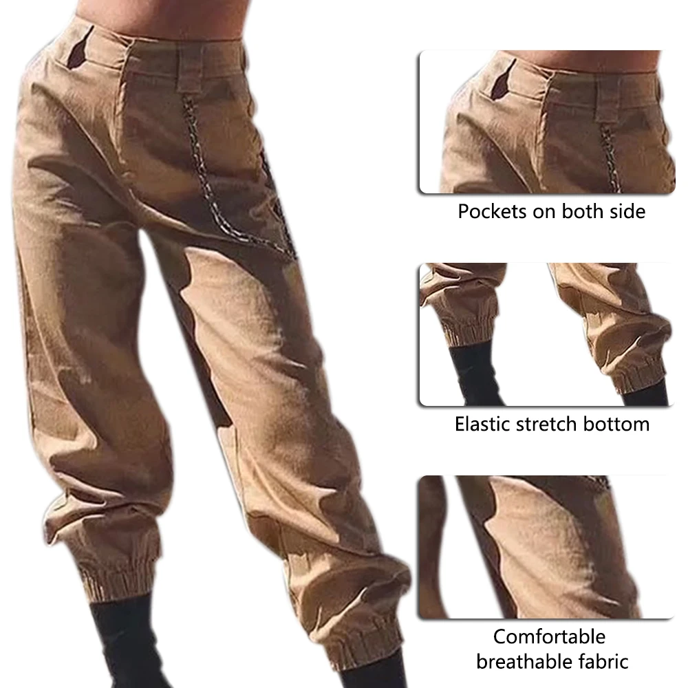 OEAK шаровары брюки для женщин полной длины свободные Jogger Mujer спортивные Эластичный пояс черный повседневные армейские уличная мода