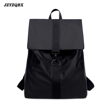 

JZYJQBX Lock Buckle Zipper Backpack 15.6 inch Laptop Bag Women's Outdoor Travel mochila Black Waterproof Nylon mochilas