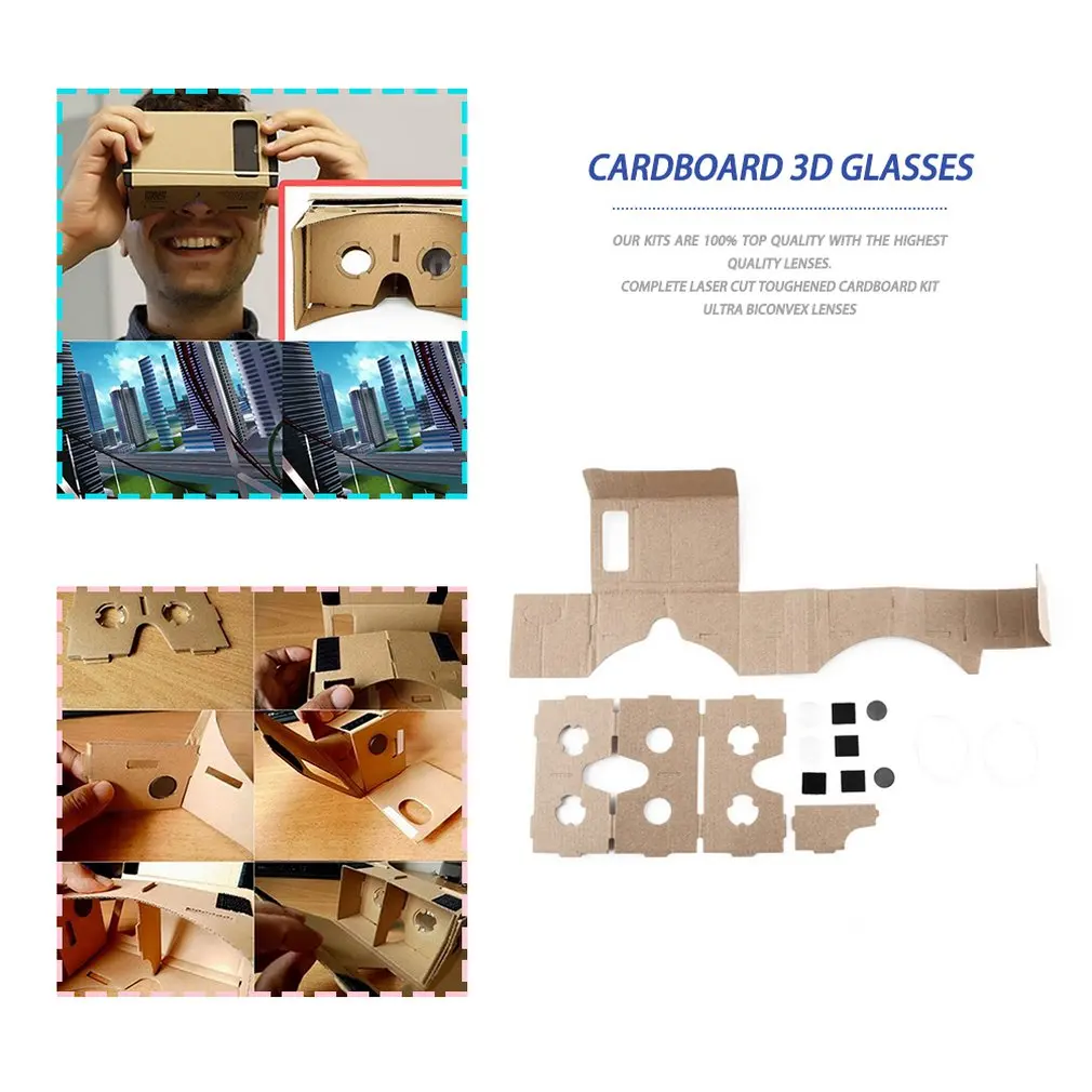 New DIY Google Cardboard 3D Glasses Ultra Clear Virtual Reality VR Mobile Phone Movie Game 3D Viewing Google Glasses Wholesale New DIY Google Cardboard 3D Glasses Ultra Clear Virtual Reality VR Mobile Phone Movie Game 3D Viewing Google Glasses Wholesale