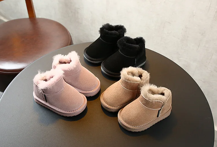 DIMI Зимние теплые детские ботинки для мальчиков и девочек, обувь для малышей, замшевые кожаные водонепроницаемые Нескользящие плюшевые детские зимние ботинки