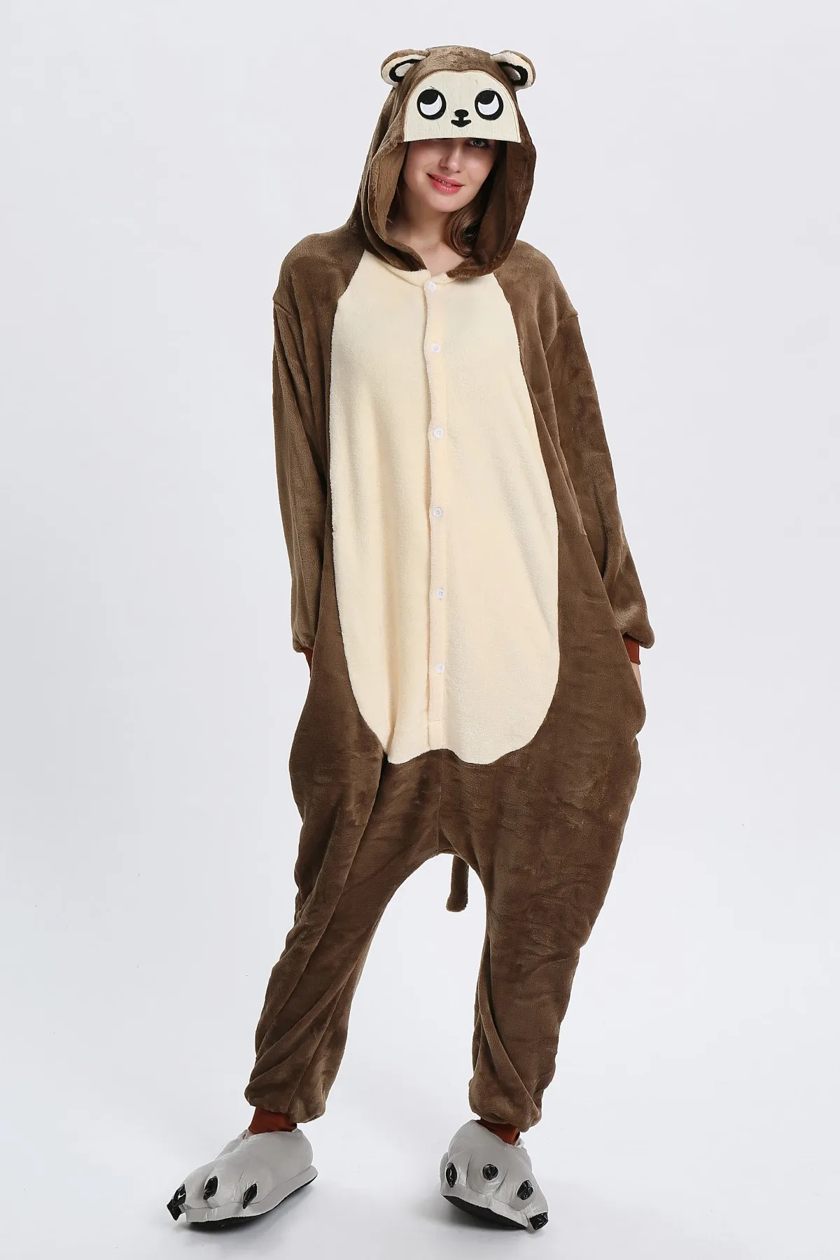 Kigurumi Lemur Пижама животные мультфильм женщины Onesie Взрослый мультфильм мадагаскар Забавный костюм карнавальный серый длинный хвост Lemur комбинезон