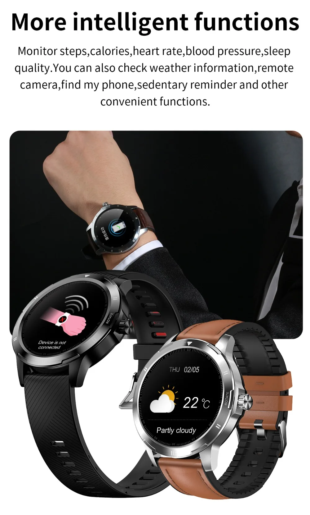 2020 K15 Smart Watch Men New Rolling menu fitness sports tracker Temperature smarthwatch Changable Strap For Android IOS Phone (14)