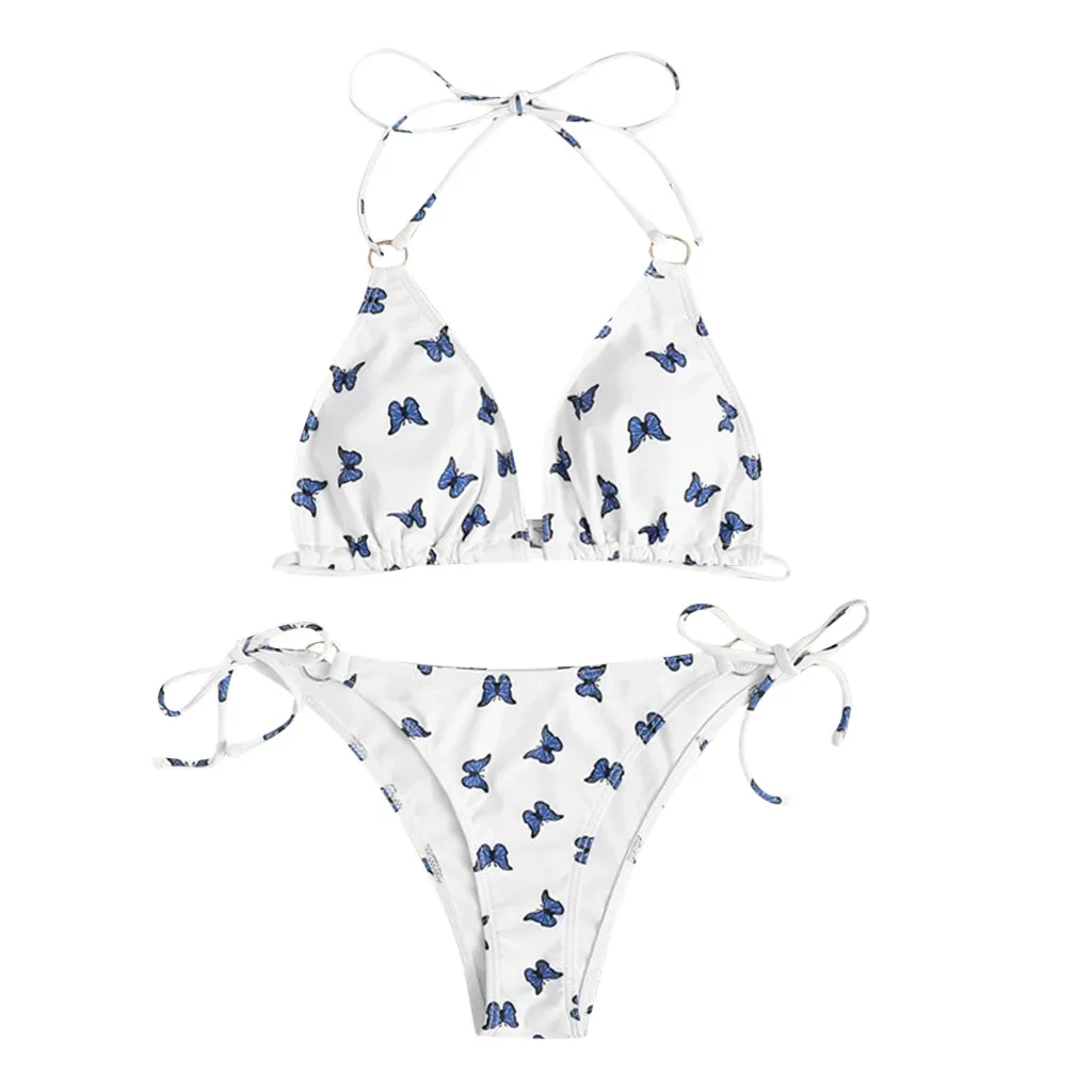 Swimwear Bikini Set Bathing Suit Womens Butterfly Print Sling Bikini