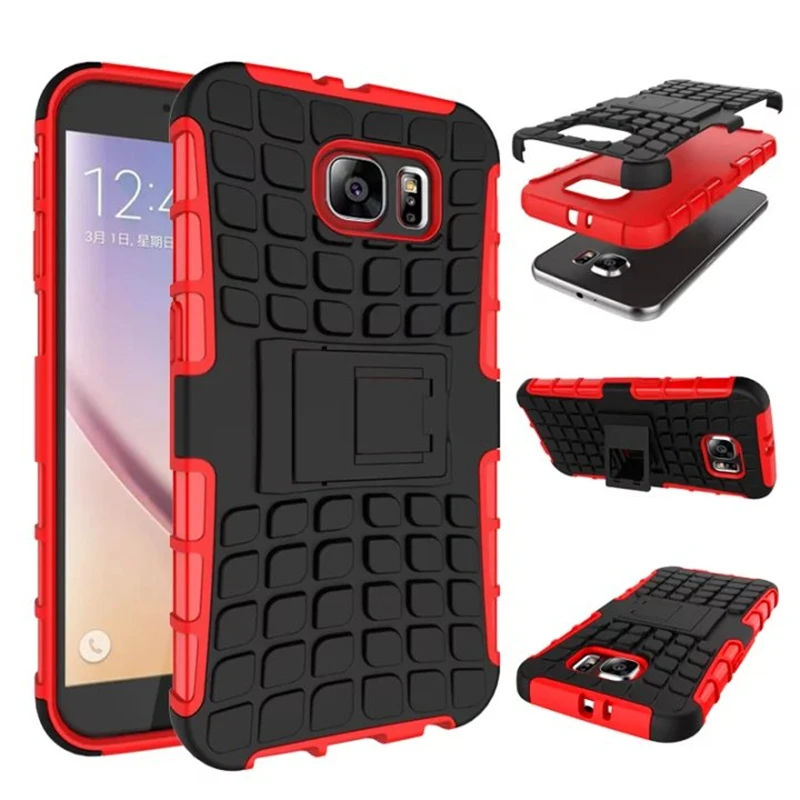 

For Samsung S3 S4 S5 S6 S6edge S7 S7edge ect Hybrid Soft Rubber Silicone + Hard PC Shell Phone Case Shockproof stent water case