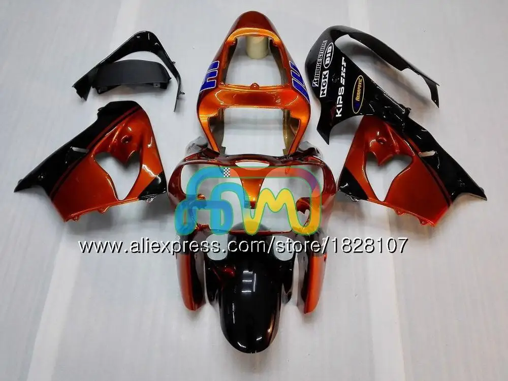 ZX900 комплект для KAWASAKI ZX900CC ZX9 R ZX 9R 9 R 900 900CC 30BS. 0 ZX-9R 2000 2001 2002 2003 ZX9R 00 01 02 03 обтекатель черный CORONA - Цвет: No. 17 Orange