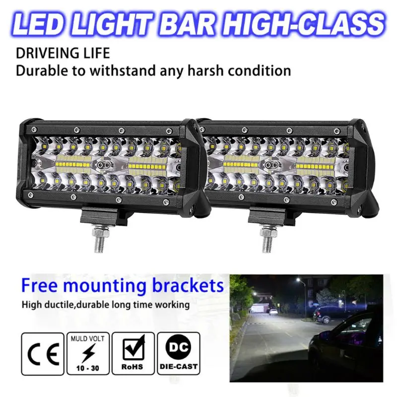 

1Pc 7" 200W LED Work Light Long Bar Flood Spot Beam Waterproof Offroad 4WD Drive Modified Spot Auto Part Accessories
