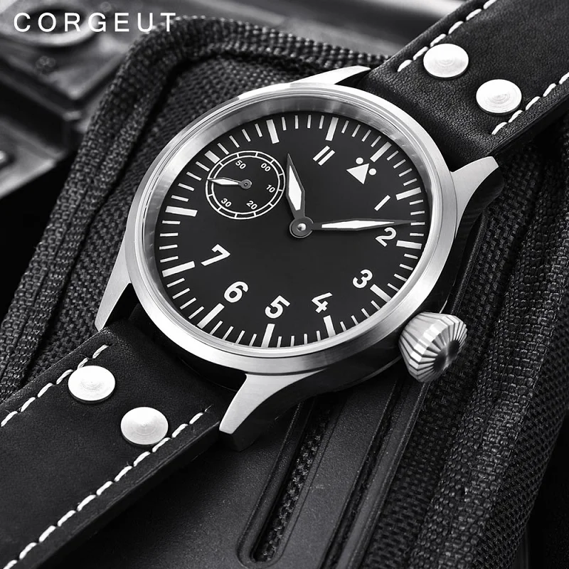 

mechanical watch Manual winding Luminous waterproof 316L Solid stainless steel Leather 44MM KGT66z