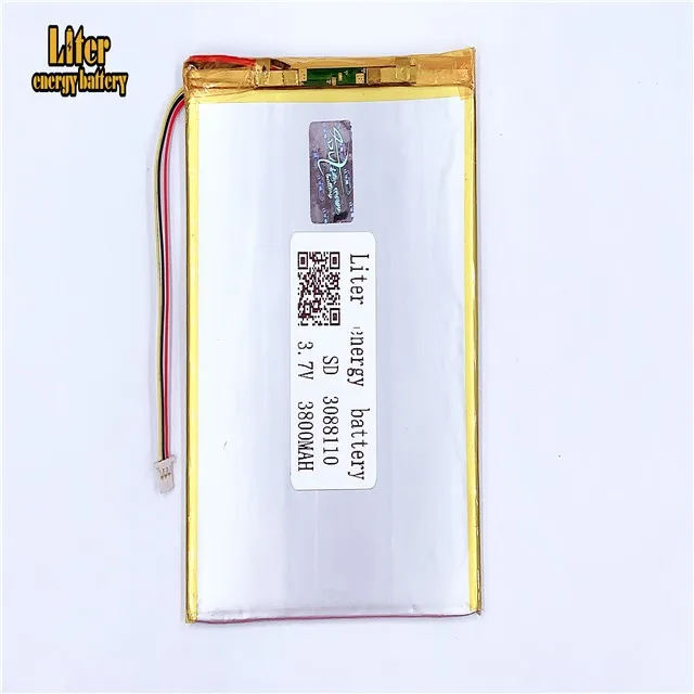 1,0 мм 3pin разъём для LiPo батарей Tablet PC 3,7 V 3800mah 3088110 3090110 литий-полимерный аккумулятор