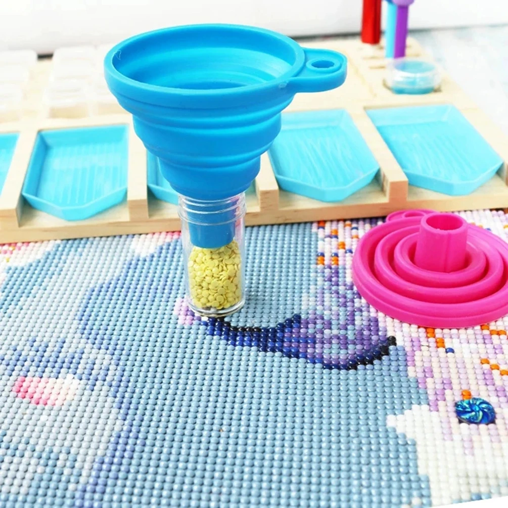 Round/Square Funnel Gel Diamond Painting Tools Accessories Beads Container Diamond Embroidery Storage Tools