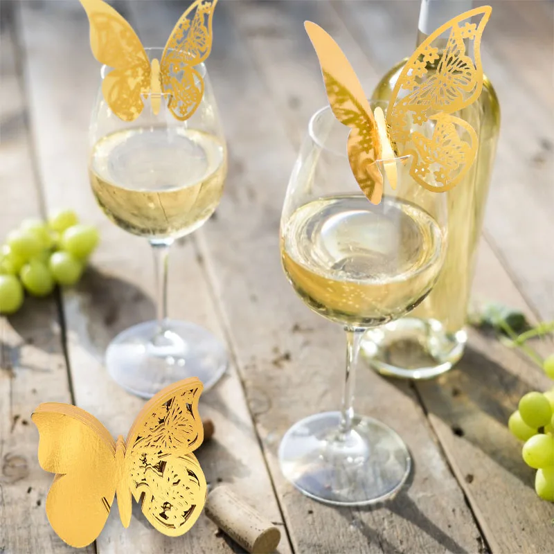 50Pcs Schmetterling Name Ort Karte Wein Glas Tasse Papier Karte für Hochzeit Geburtstag Dekoration Tisch Ereignis Partei Liefert Baby dusche – Detail 2