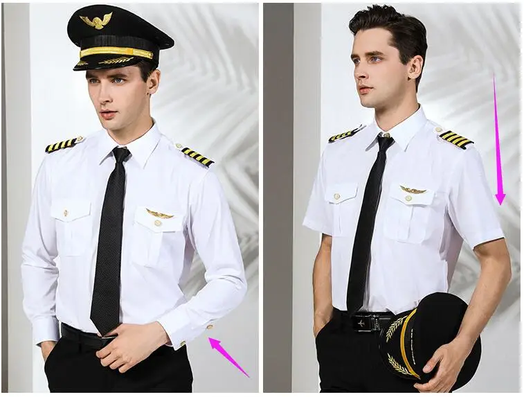 International Air Line Uniform suits Shirt+ pants male captain uniform pilot Clothing aviation school College Garment