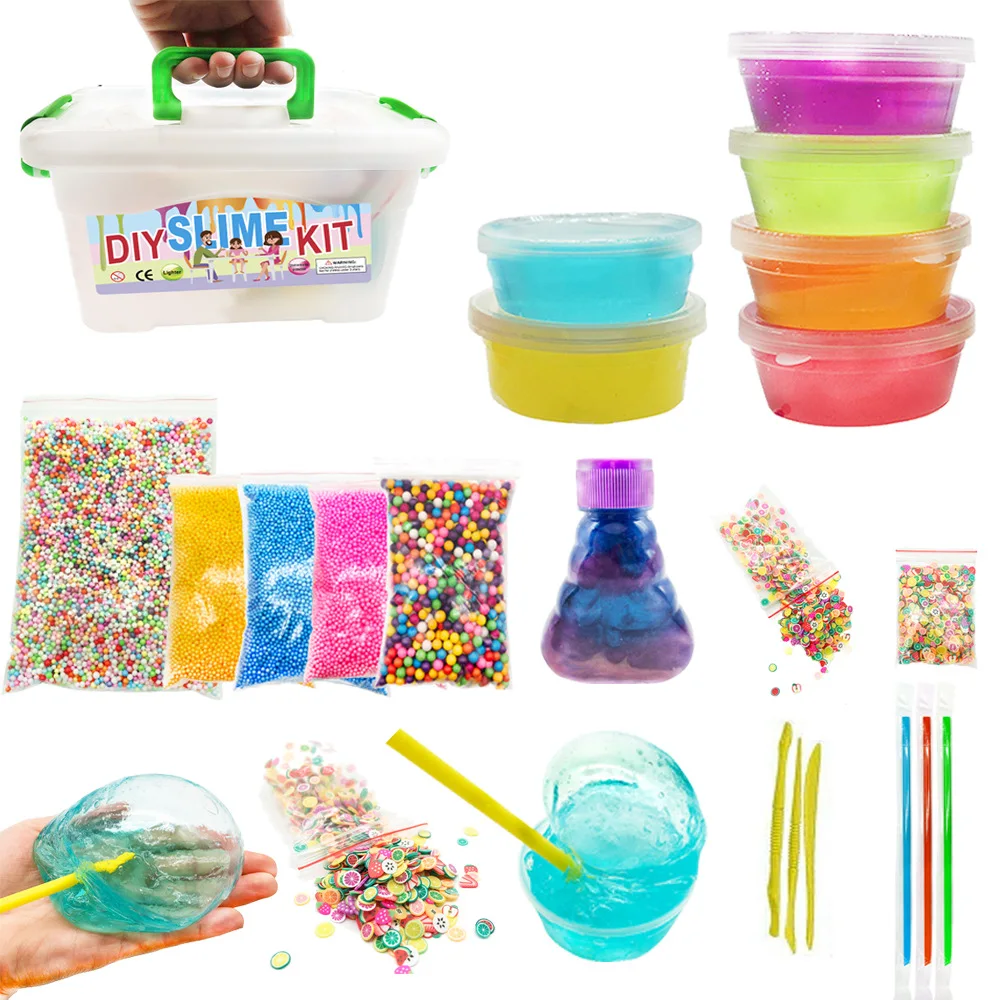 6 color Outfit 24 цвета DIY Slime набор поставки прозрачный кристалл Slime Набор для изготовления Slime пенопластовые бусины блеск фруктовые ломтики бусины в комплекте - Цвет: 6 color Outfit