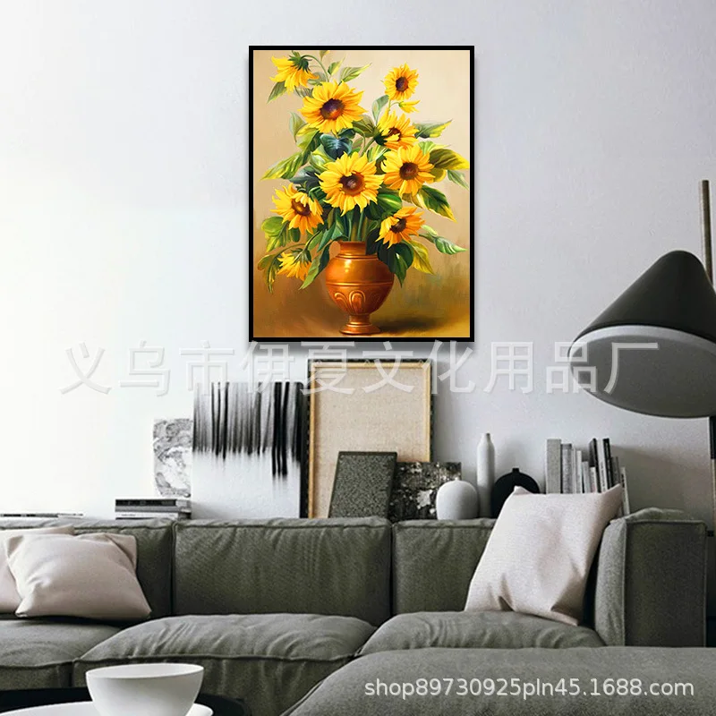 

DIY Digital Oil Painting Living Room Sofa Wall Painted Coloring Decorative Painting Framed Landscape Painting shou hui you hua D