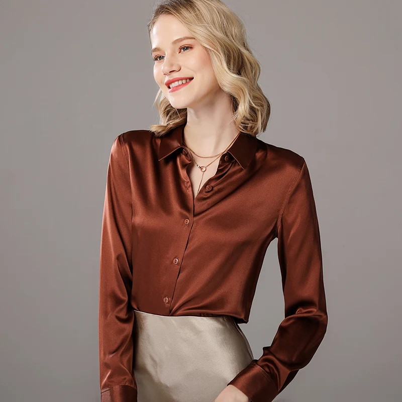 SuyaDream Silk Blouses Woman 19MM Heavy Silk Satin