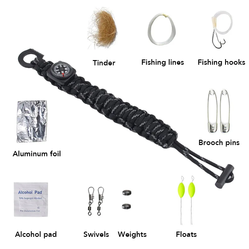 

Outdoor Fishing Set Umbrella Rope Backpack EDC Life-Saving Emergency Camping Equipment Survival Kit Braided Bracelet