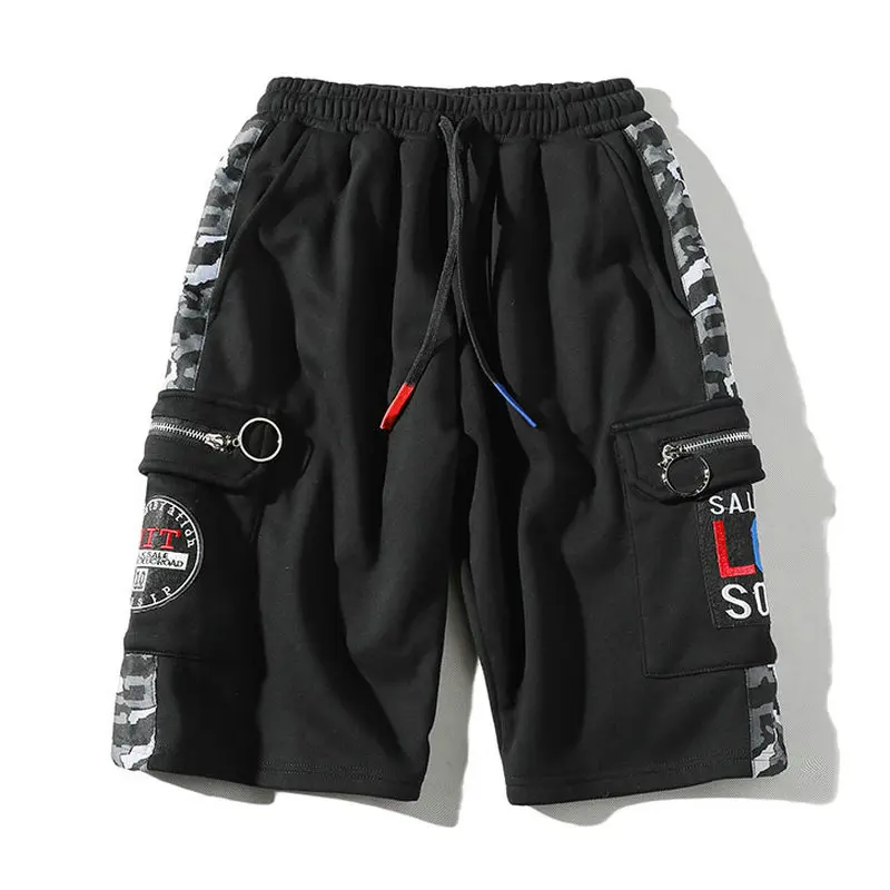 Повседневные летние мужские шорты, новинка, уличная одежда, камуфляж, пэчворк, мужские шорты с боковыми карманами, бермуды, пляжные мужские шорты, Homme