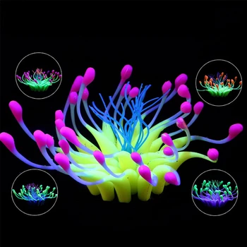 

New Silicone Aquarium Soft Coral Ornament Artificial Fish Tank Cute Coral Plant Decoration Aquairum Glowing Background In Light