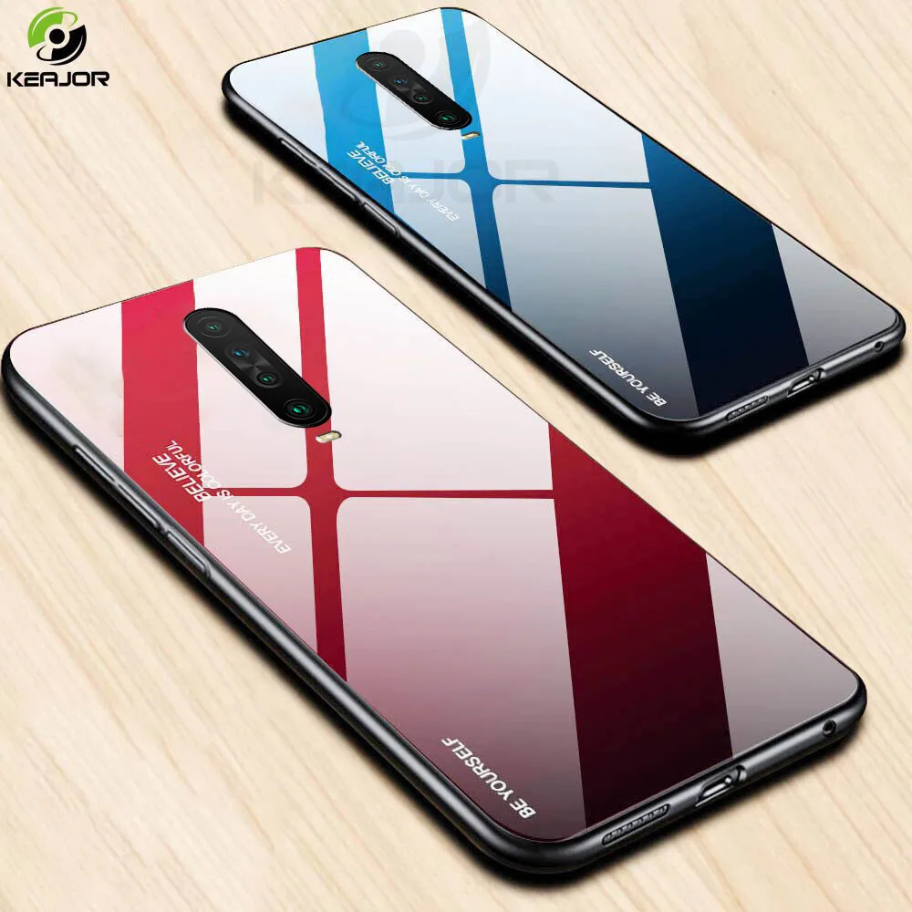 

Case For Xiaomi Pocophone X2 Case Luxury Gradient Tempered Glass Case Soft Silicone Frame Back Cover For Poco X2 X 2 Phone Shell