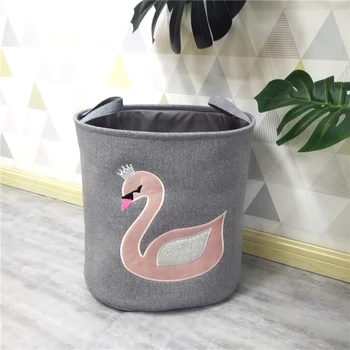 

Cartoon Swan Laundry Basket Kids Toy Clothes Organizer Storage Basket Large Cotton Linen Clothes Basket Home Sundries Storage