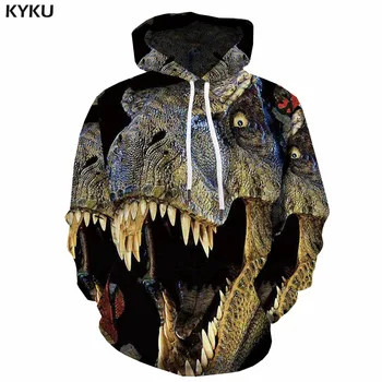

KYKU Brand Animal Sweatshirts men Dinosaur Hoody Anime Ferocious Hooded Casual Harajuku Hoodie Print 3d Printed Mens Clothing