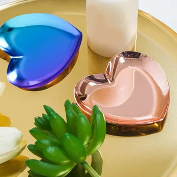 

Jewelry Tray Stainless Steel Family Jewelry Organizer Trays Jewelry Plate Golden Heart Shaped Ms