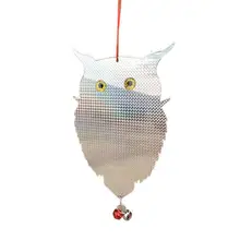 Garden Decoration Garden Laser Reflective Fake Owl Supplies Hanging Scarecrow Scares Bird Pigeons Woodpecker With Bell