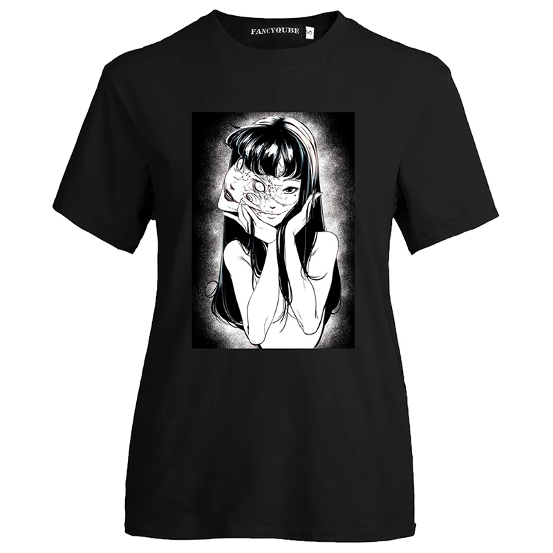 Женские футболки Jorogumo, японское аниме, манга, ужас, Гуро, Человек-паук, Junji Ito Maruo, футболки "Аниме" - Цвет: W20924BK