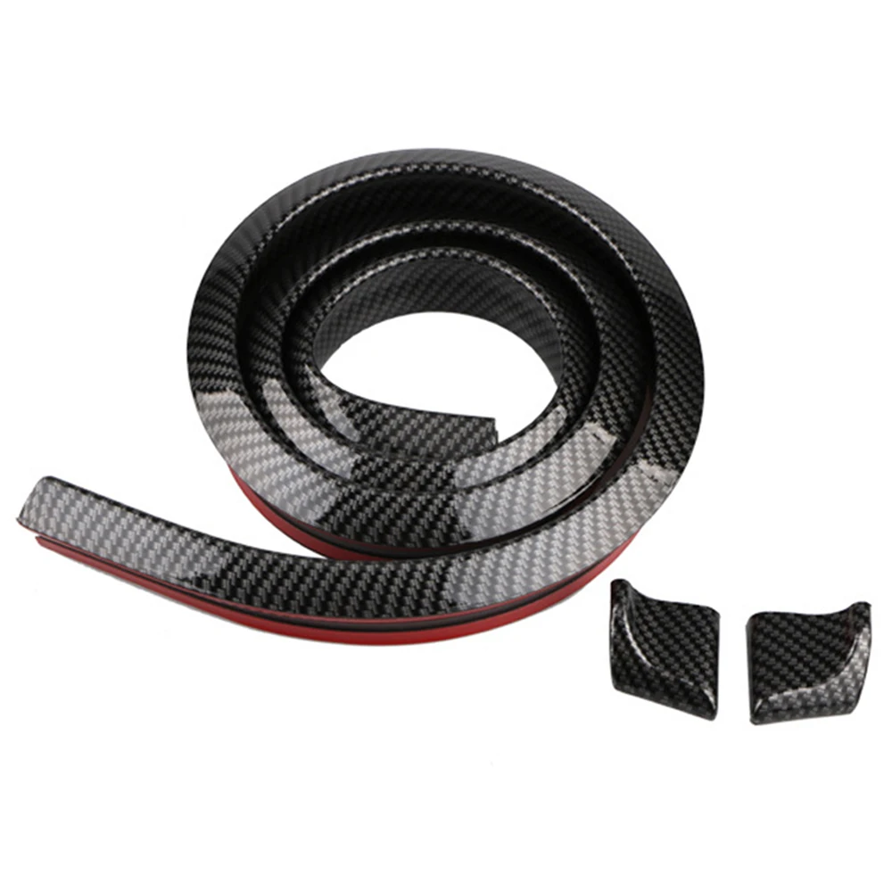 Universal Black Carbon Fiber Trunk Spoiler Lip Kit Automotive 3M