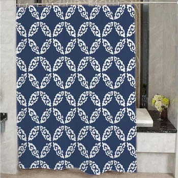 

New navy blue creative geometric shower curtain for bathroom waterproof fabric bath curtains 150x180cm 180x180cm with hooks LZGH